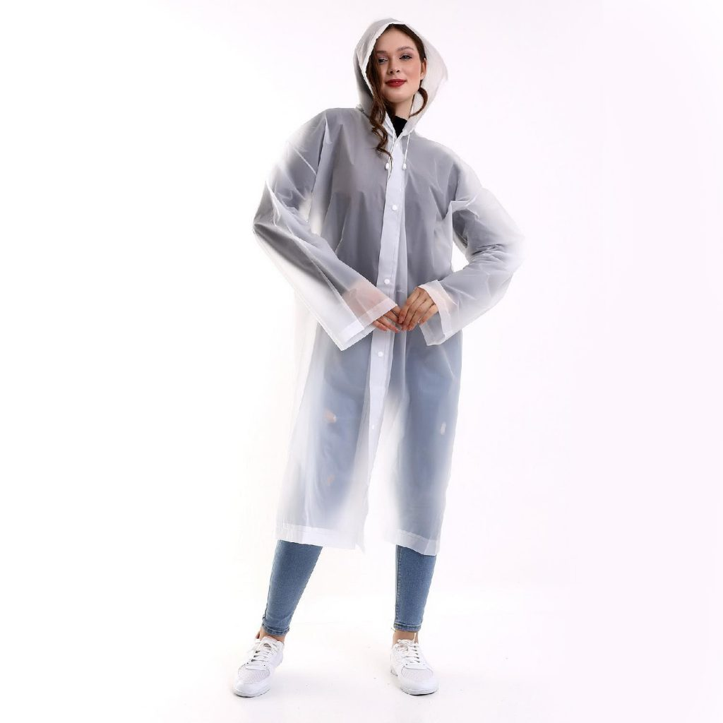Плащ-дощовик на кнопках з капюшоном з паяними швами EVA Raincoat Білий (2887) - фото 2