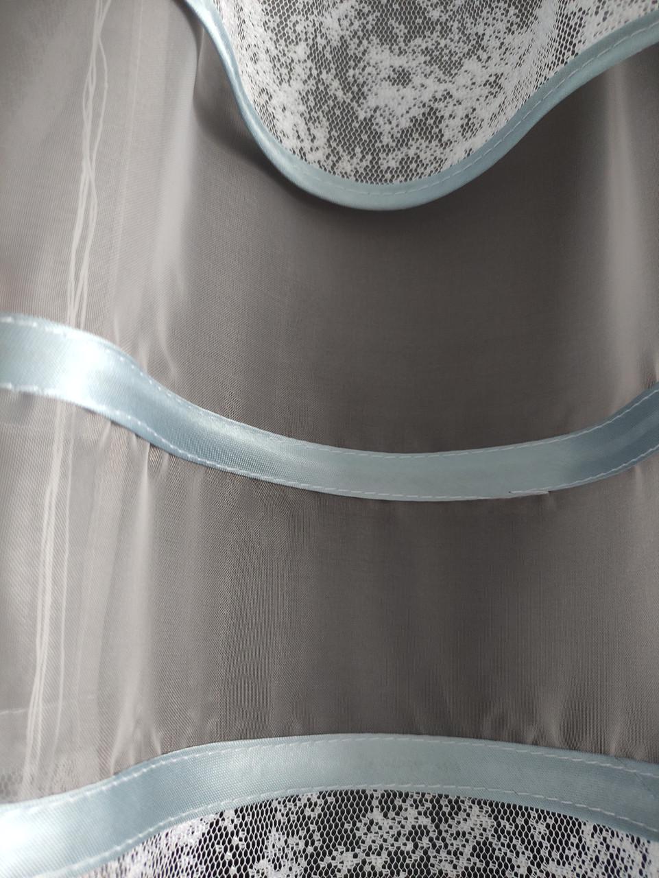 Тюль аркой 280х165 см Белый с серым (шимр-05) - фото 2 Тюль аркой 280х165 см Белый с серым (шимр-05) - фото 2