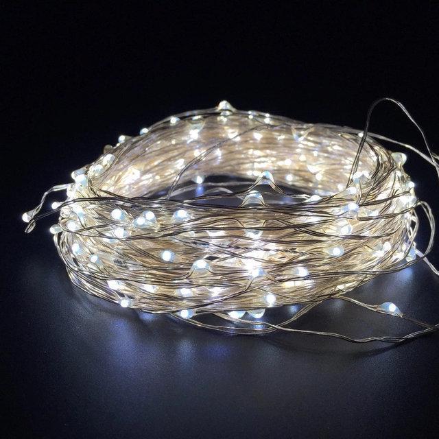 Гирлянда новогодняя Роса LED на батарейках/USB 10 м Холодный Белый (29669030)