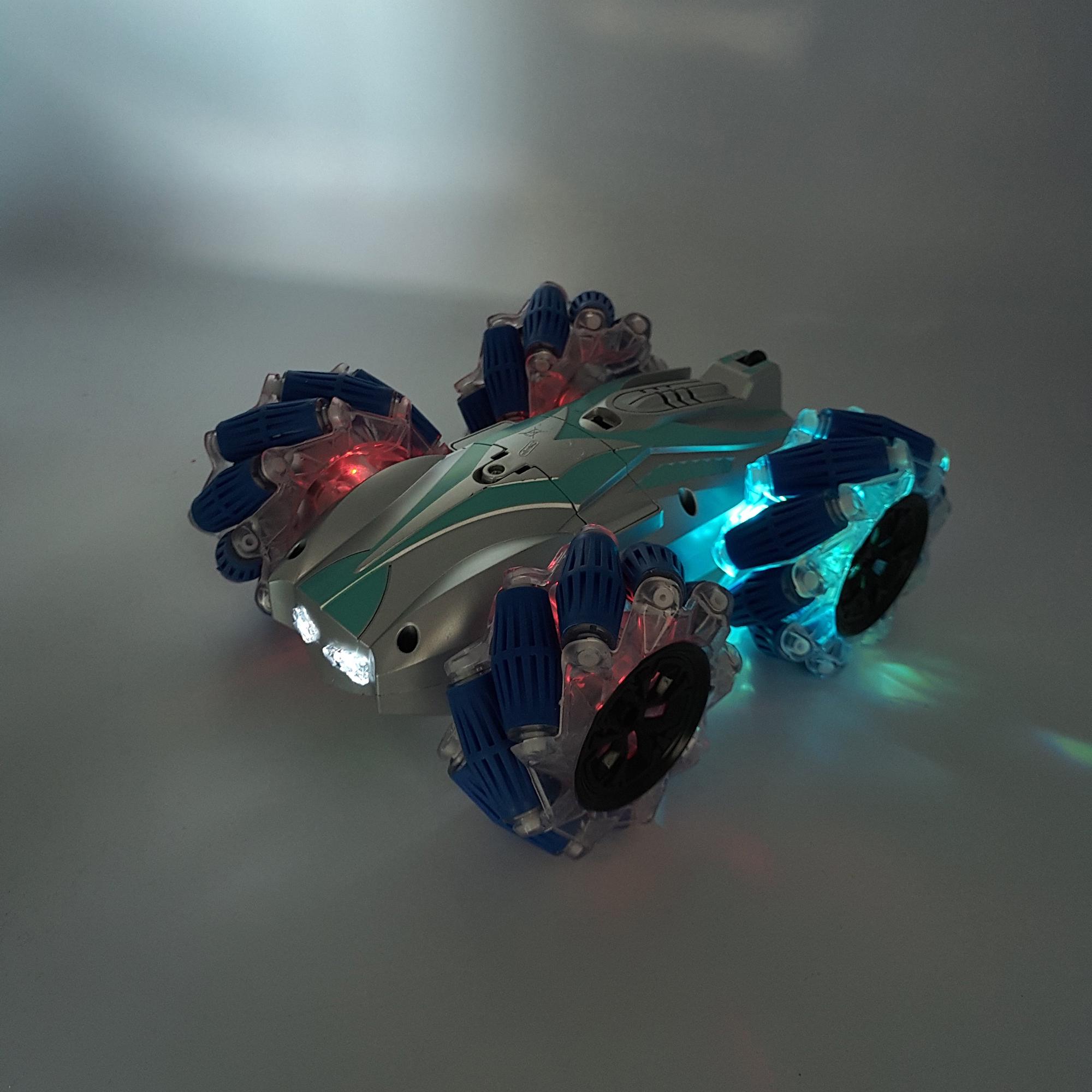 Машинка перевертыш Stunt Elf трюковая с пультом управления/парогенератором/подсветкой 3,7 V 18 см Cиний (117062s) - фото 2