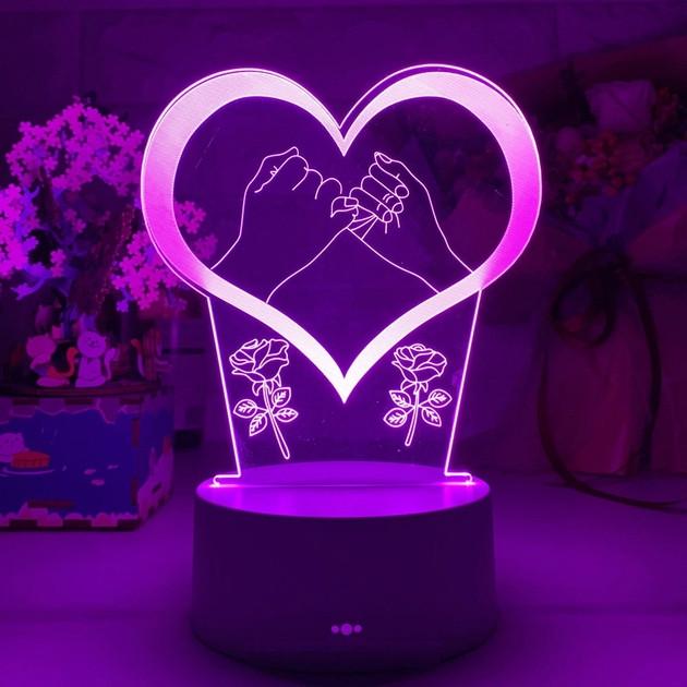 Світильник-нічник LED з ефектом 3D Серце 7 кольорів світіння - фото 2 Світильник-нічник LED з ефектом 3D Серце 7 кольорів світіння - фото 2