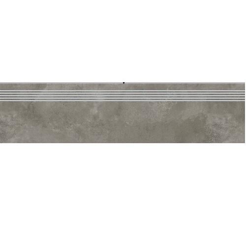 Ступенька из керамогранита Quenos Grey Steptread серая 8x1198x298 мм (004711)
