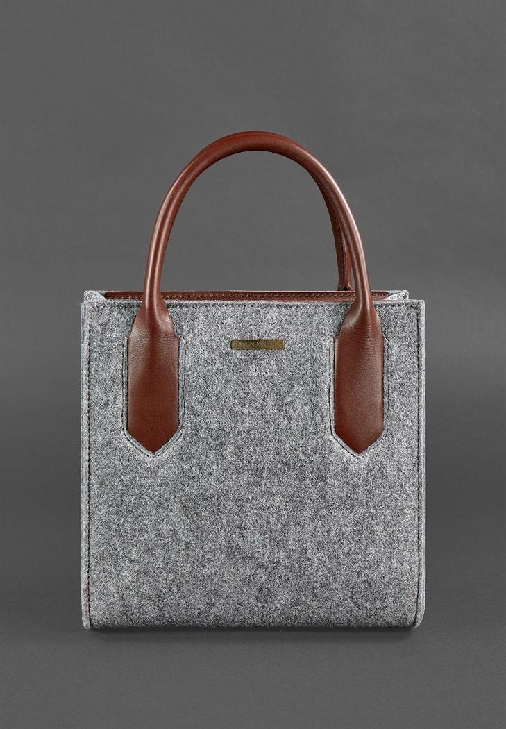 Сумка-кроссбоди фетровая женская Blackwood с кожаными вставками Коричневый (A-027372)