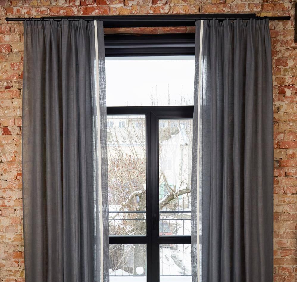 Гардины льняные 2 м 2 шт. Бежевый (000106289)