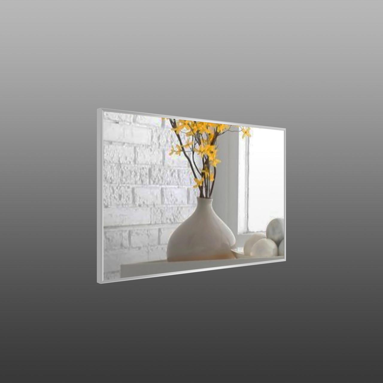 Зеркало настенное в алюминиевой раме Art-Com 700х500 мм Серебристый (Alum-silver-55)