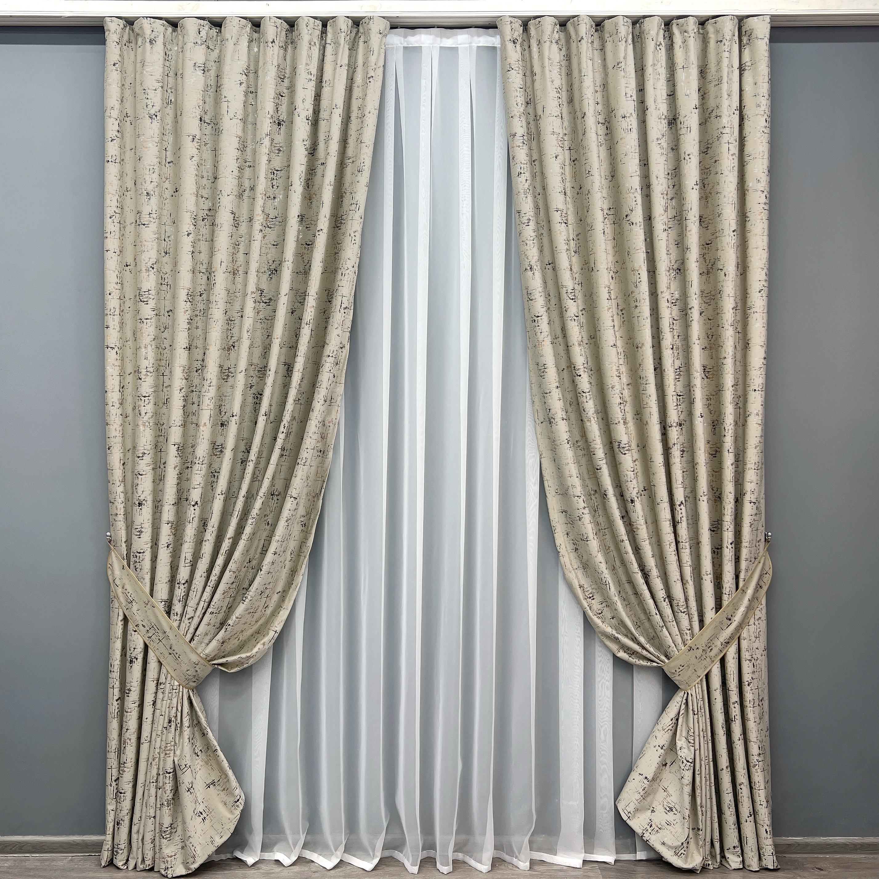Комплект готовых штор VR-Textil Бархат Mirage №2032ш 200х275 см 2 шт. Бежевый (32-392)
