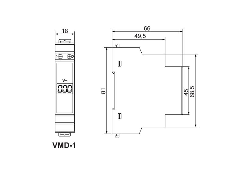 Вольтметр цифровой модульный АСКО-Укрем VMD-1 однофазный AC 80-500V (A0010250001) - фото 5