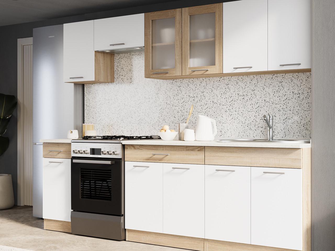 Комплект кухни №6 Эверест Эко Нова 2,5 м/2,6 м со столешницей Сонома/Белый (ЭК-27012.01) Комплект кухни №6 Эверест Эко Нова 2,5 м/2,6 м со столешницей Сонома/Белый (ЭК-27012.01)