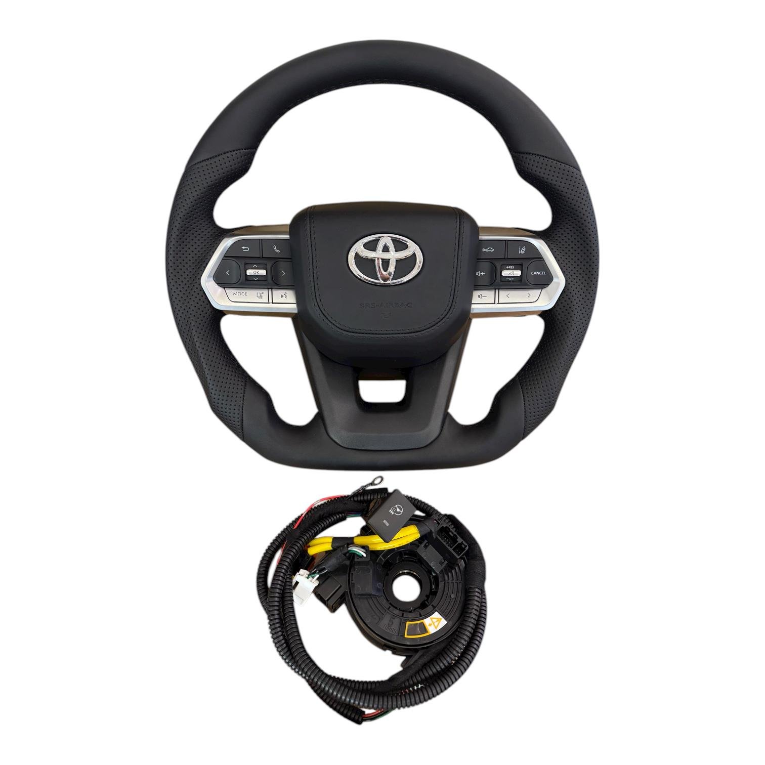 Кермо для Toyota Land Cruiser 200/Prado 150 з комплектом для встановлення підігріву подушка зі шкіри логотип та кнопки хром (30249893)