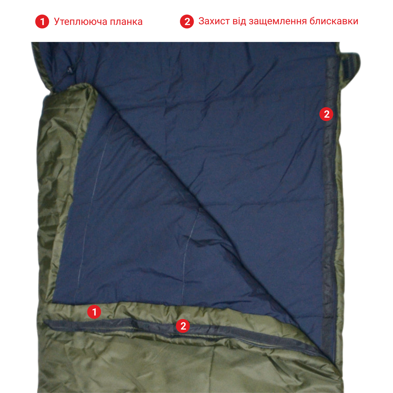 Спальный мешок-одеяло Derby зимний армейский 215х80 см Хаки (CMK400-80) - фото 8