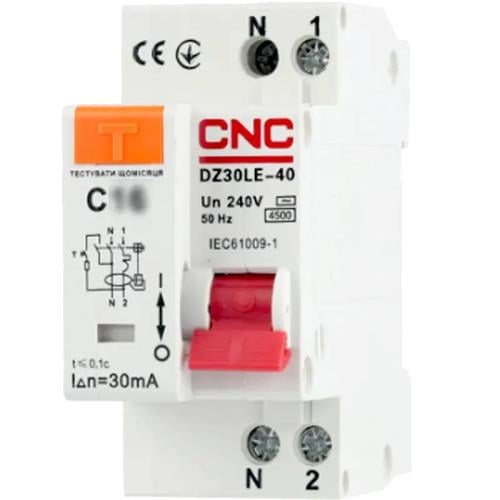 Выключатель дифференциальный автоматический CNC DZ30LE-40 1P N 30mA 40A (Б00029259) Выключатель дифференциальный автоматический CNC DZ30LE-40 1P N 30mA 40A (Б00029259)