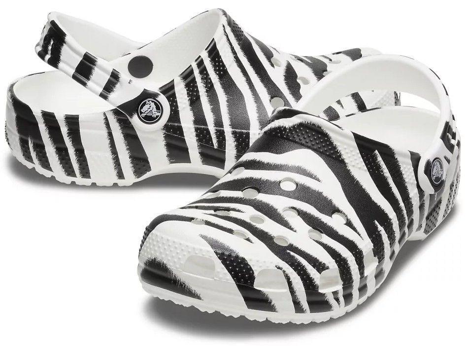 Крокси жіночі Crocs Classic Animal Clog Zebra р. 38-39 Чорний (22214)