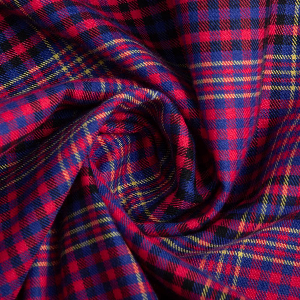 Ткань костюмная вискоза Клетка 260 гр/м2 150 см Малиновая (20523)