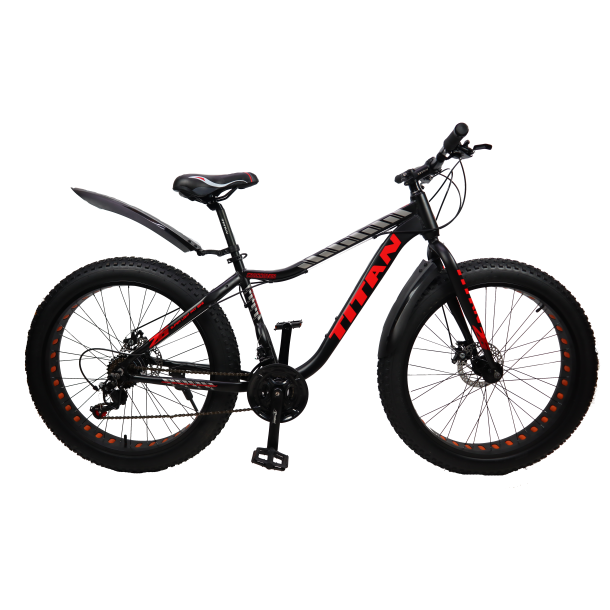 Велосипед Titan Crossover Shimano фетбайк 26" 17" Чорний/Червоний (1500228273)