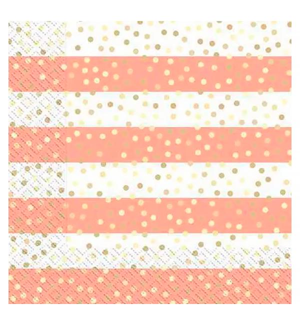 Салфетки праздничные Полоски 33х33 см 18 шт. Розовый (1355983)