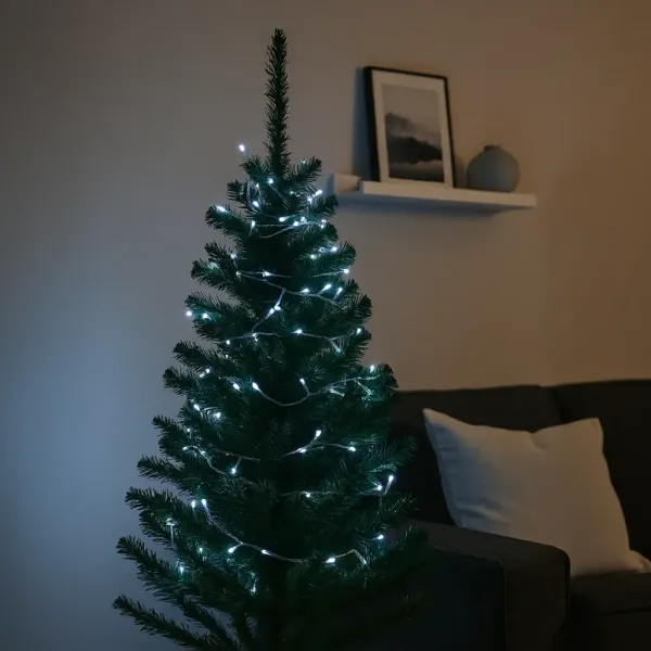 Гирлянда нить 120 LED 10 м прозрачный провод Белый