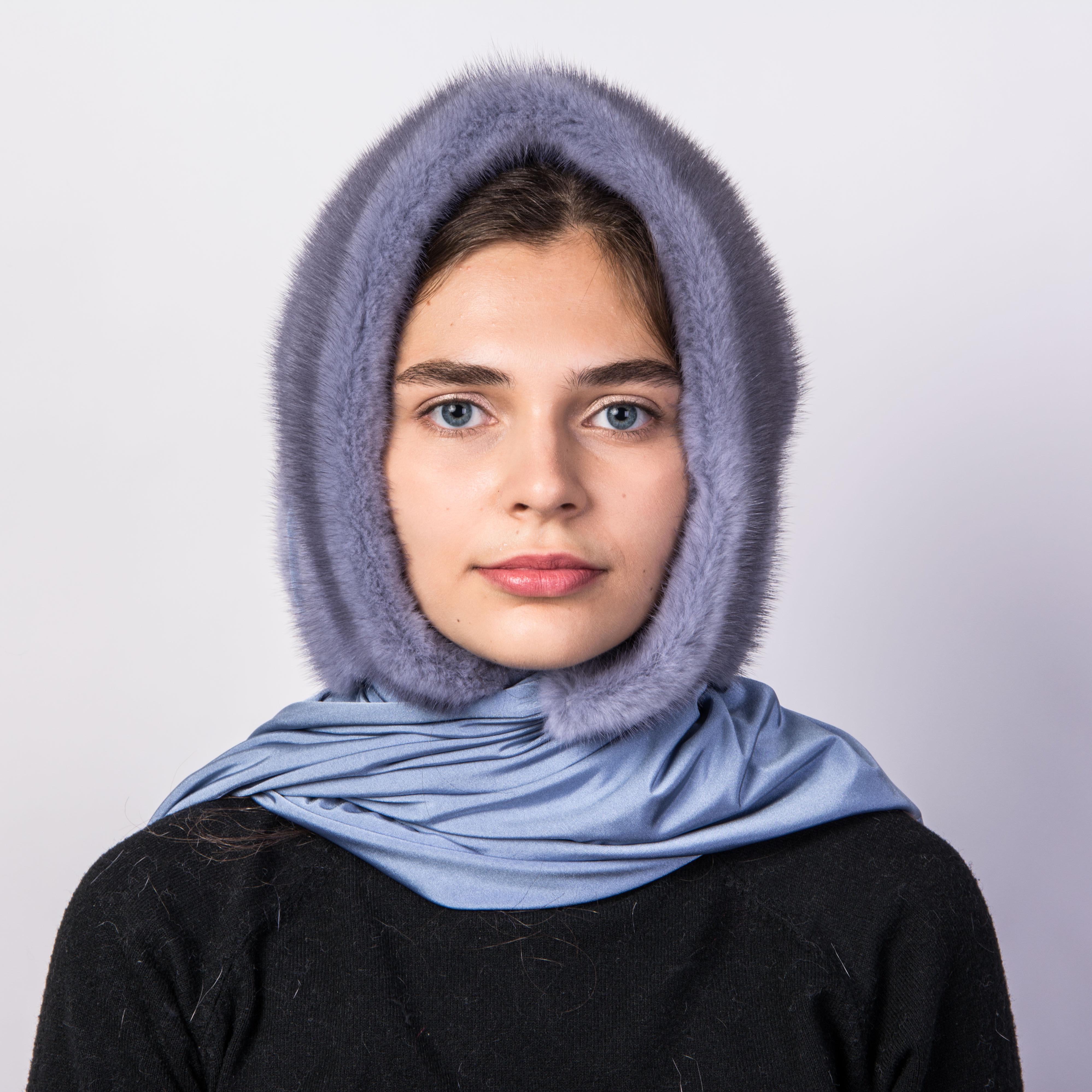 Платок женский из меха норки Меховой стиль Паук из натурального меха Сапфир One size 001