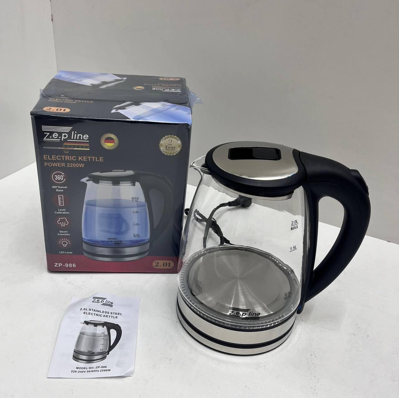 Чайник электрический стеклянный Zepline ZP-986 с подсветкой 2200 Вт 2 л Черный (986А) - фото 5 Чайник электрический стеклянный Zepline ZP-986 с подсветкой 2200 Вт 2 л Черный (986А) - фото 5