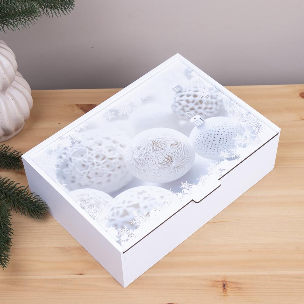 Коробка прямоугольная деревянная Шары 29 см (4438-16)