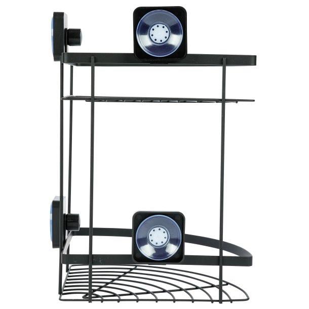 Полиця кутова Axentia на присосках металева з порошковим покриттям 2 яруси 22х34х22 см Чорний (135969) - фото 3 Полиця кутова Axentia на присосках металева з порошковим покриттям 2 яруси 22х34х22 см Чорний (135969) - фото 3