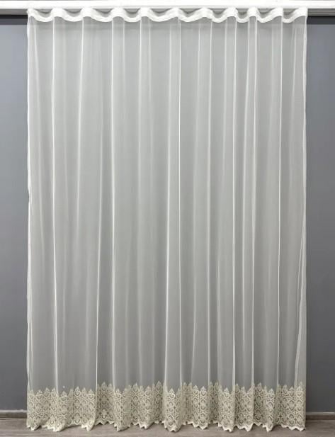 Тюль в гостиную грек сетка Молочный/Бежевый (1633т)