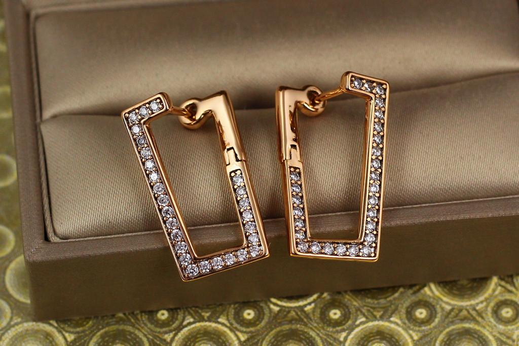 Серьги Xuping Jewelry Прямоугольники с камнями 2,4 см Золотистый (1946648087)