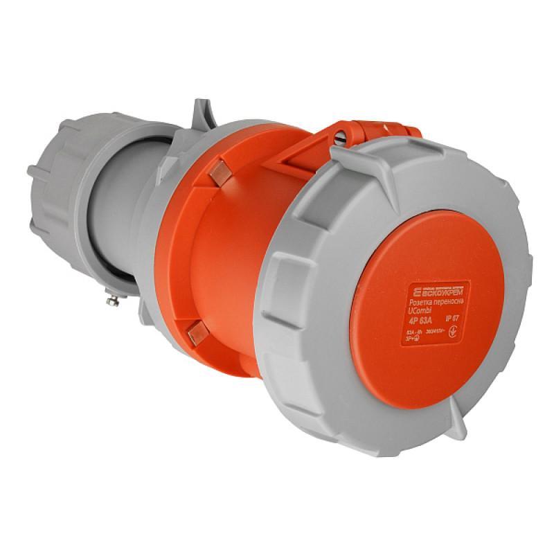 Розетка переносная АСКО-УКРЕМ полиамид серии UСombi 4P 3Р+ РЕ 63A IP 67 (A0080010127)
