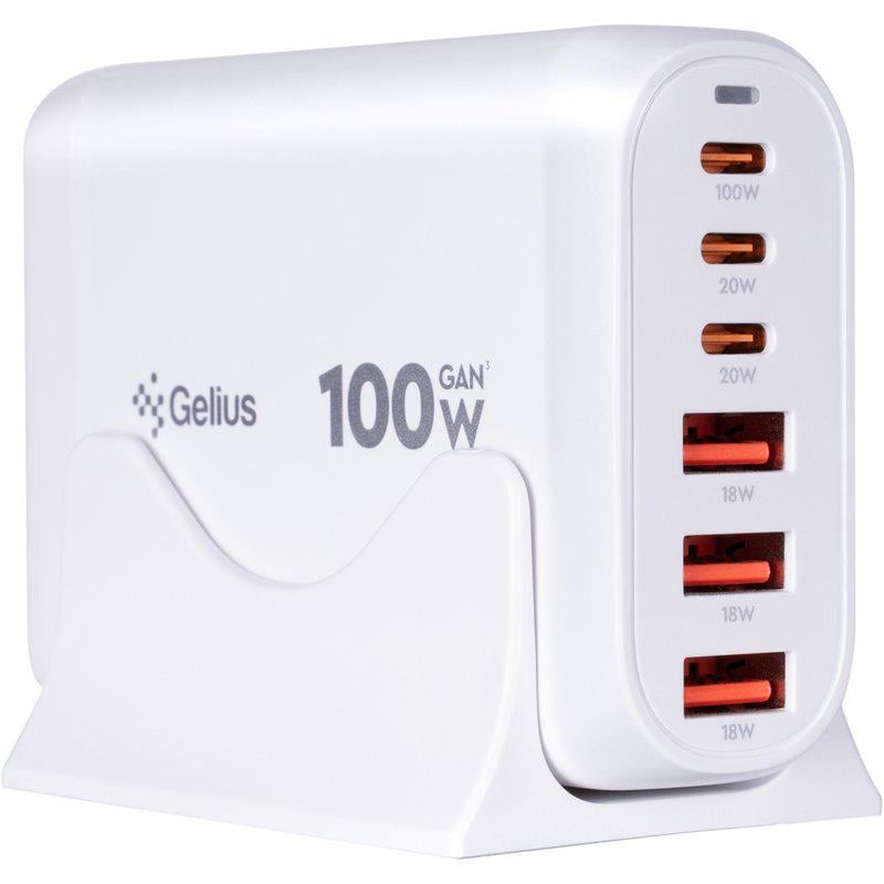 Зарядний пристрій Gelius Force GaN 100W GP-HC063 3USB-A/3Type-C White (99741)