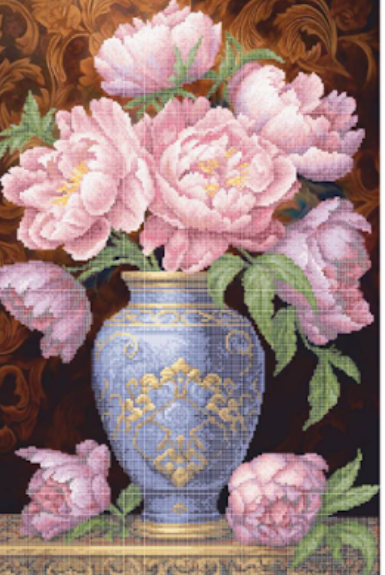 Схема для вышивки бисером Золотая Подкова Пионы в вазе ЗПК-062 (4694)