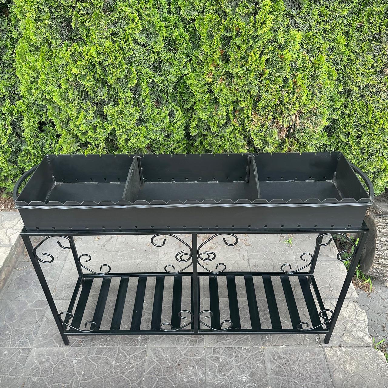 Мангал Metalzavod Гефест на 20 шампурів 4 мм на дровниці 143х39,5х97,2 см (MD20-4) - фото 3 Мангал Metalzavod Гефест на 20 шампурів 4 мм на дровниці 143х39,5х97,2 см (MD20-4) - фото 3