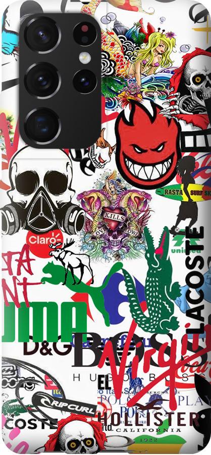 Чехол на Samsung Galaxy S21 Ultra (5G) Many different logos (4022t-2116-42517)