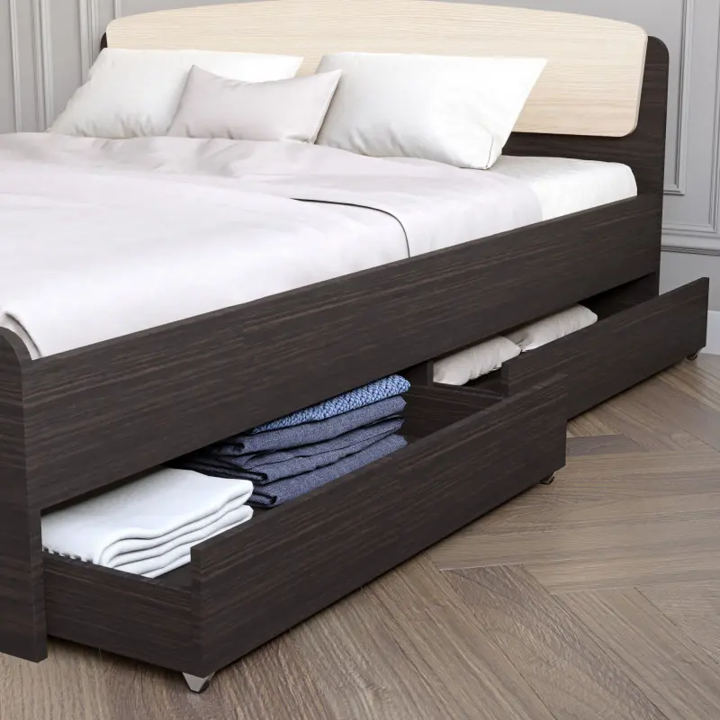 Кровать двуспальная Астория 2 ящика 160х200 см Венге темный/Дуб молочный (26755392) - фото 4 Кровать двуспальная Астория 2 ящика 160х200 см Венге темный/Дуб молочный (26755392) - фото 4