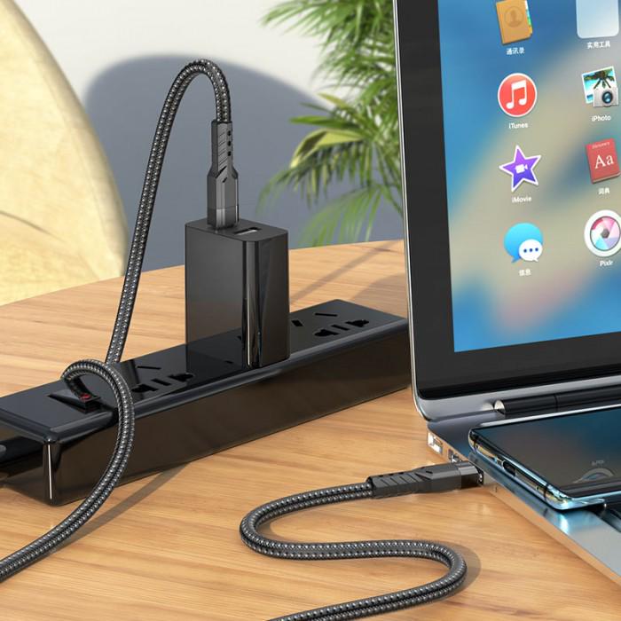 Кабель Hoco U110 Type-C to Type-C 1,2 м charging ток до 3A для смартфонов 60W Черный - фото 3