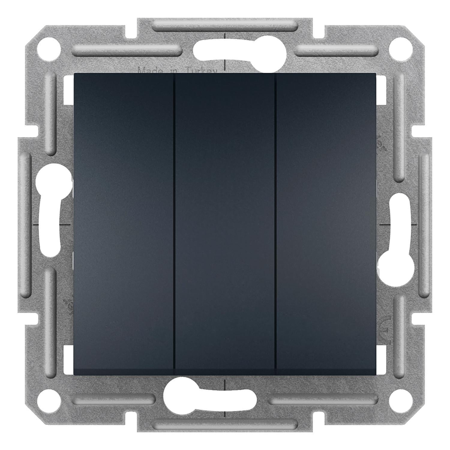 Выключатель трехклавишный Schneider Electric Asfora без рамки Антрацитовый (EPH2100171) Выключатель трехклавишный Schneider Electric Asfora без рамки Антрацитовый (EPH2100171)