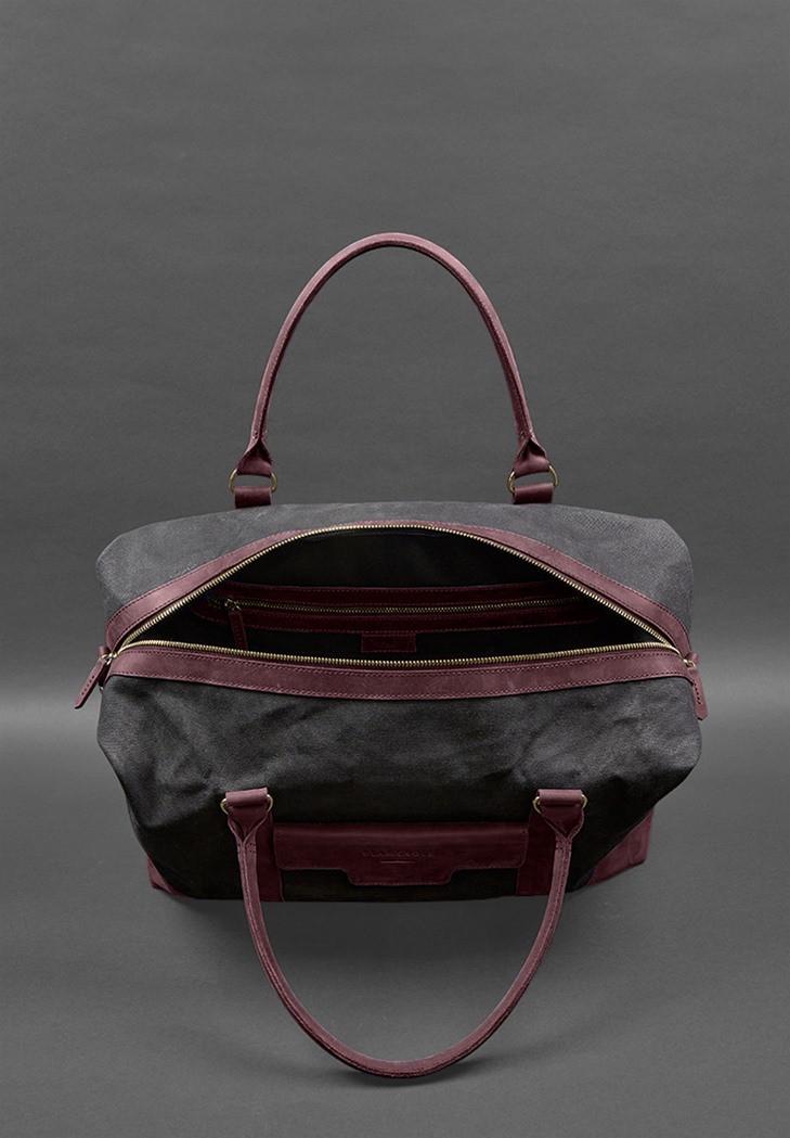 Дорожня сумка з канвасу та натуральної шкіри Crazy Horse Бордовий (A-028162) - фото 2 Дорожня сумка з канвасу та натуральної шкіри Crazy Horse Бордовий (A-028162) - фото 2