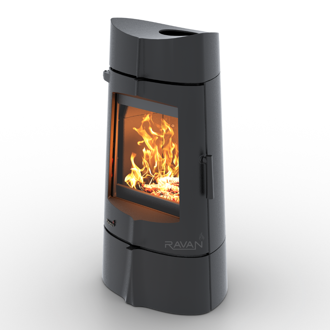 Піч-камін чавунна Ravan Kalipso на дровах 14 кВт (5291)