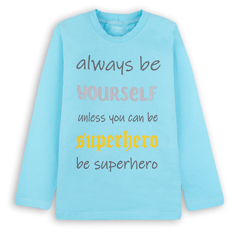 Футболка дитяча бавовняна з довгим рукавом для хлопчика Gabbi FT-20-1-6 140 см Бірюзовий (12507)