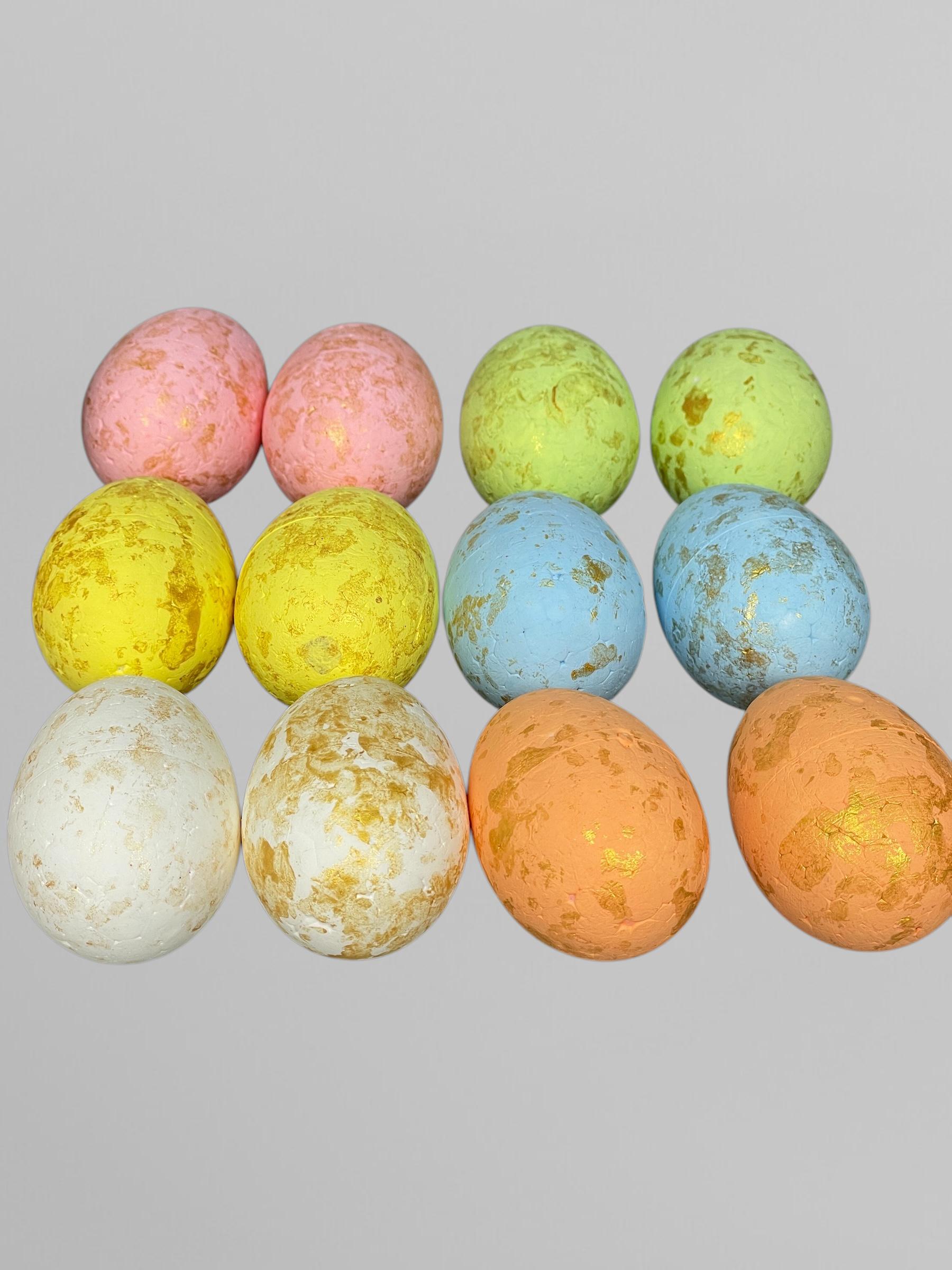 Пасхальные яйца из пенопласта с золотом 4х6 см 12 шт. Разноцветный (С0114)