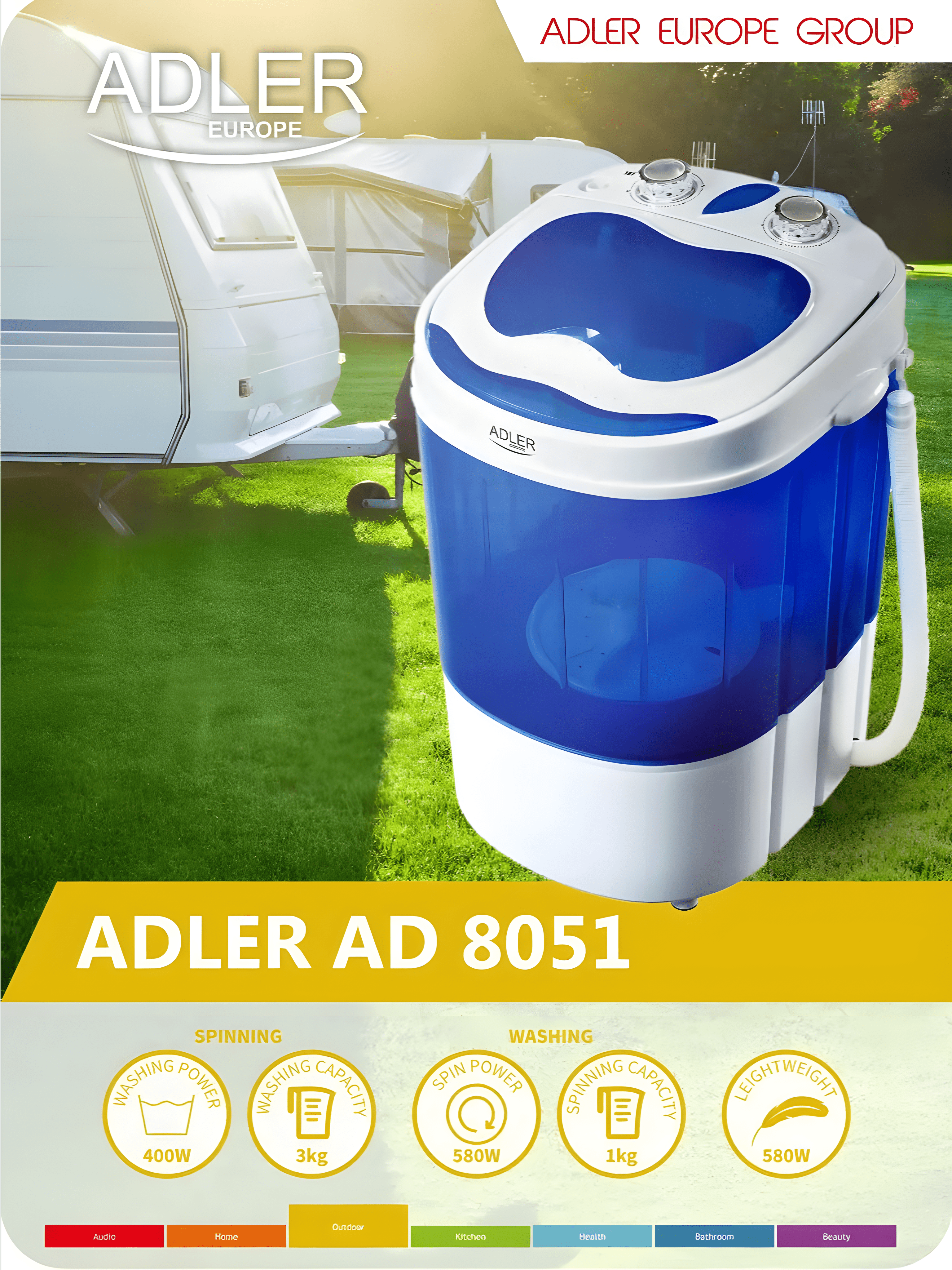 Пральна машинка туристична Adler AD 8051 з центрифугою 400 Вт - фото 5