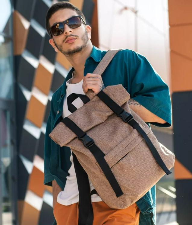 Рюкзак мужской Sambag RollTop Milton тканевый Коричневый (18228011e) - фото 3