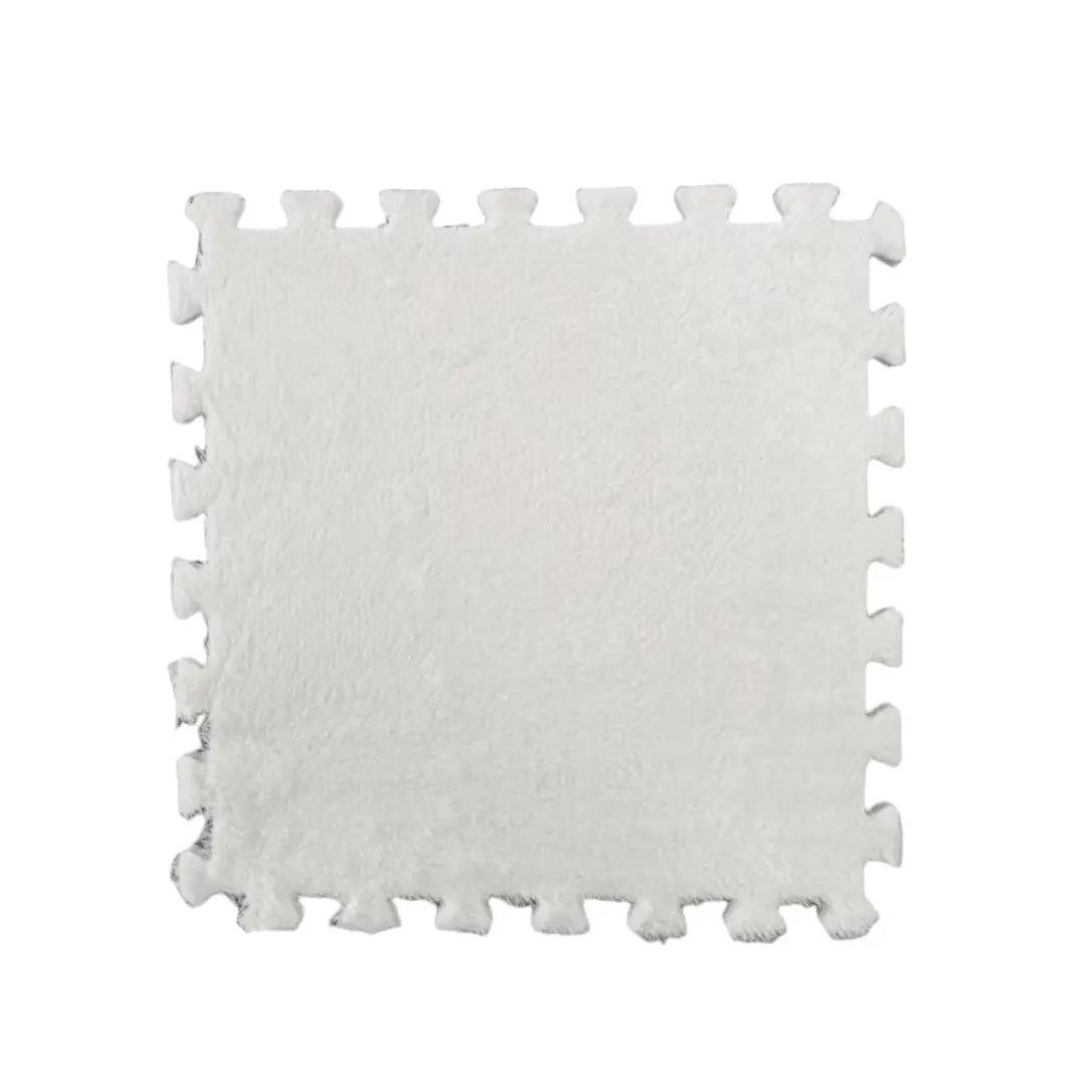 Коврик-пазл антискользящий из пены и плюшевым ворсом 1 шт. 30х30 см White