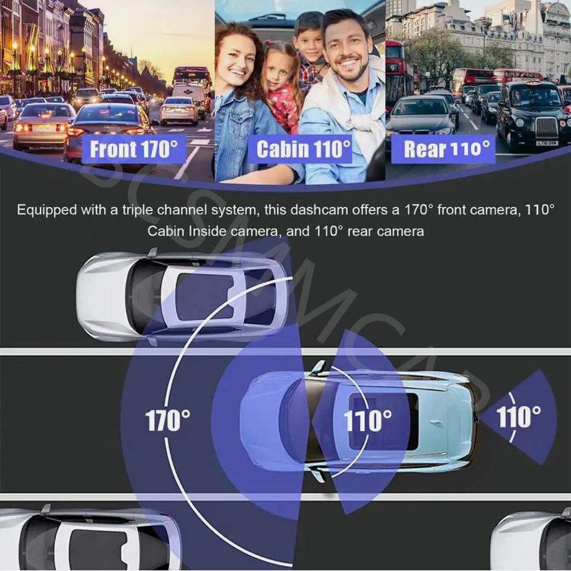 Видеорегистратор автомобильный 3-объективный BCSMMCAR G66 Full HD 1080P Wi-Fi G-Sensor 3,16” - фото 3