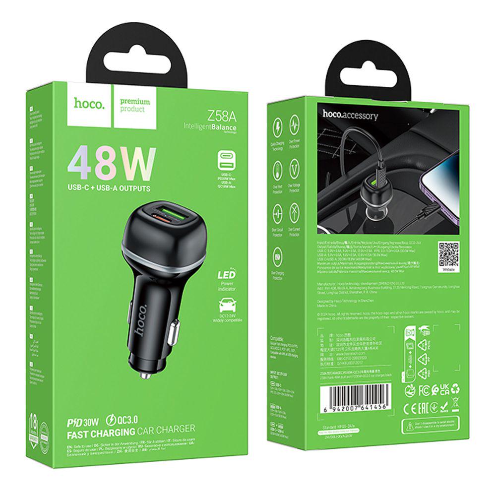 Зарядний пристрій автомобільний Hoco Z58A 1USB/1USB-C QC/PD48W (28211759) - фото 2