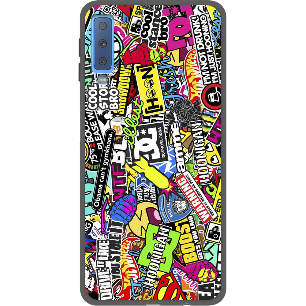 Чехол Boxface Samsung A750 Galaxy A7 2018 Multicolored Inscriptions Черный силикон (35481-up880-35597)