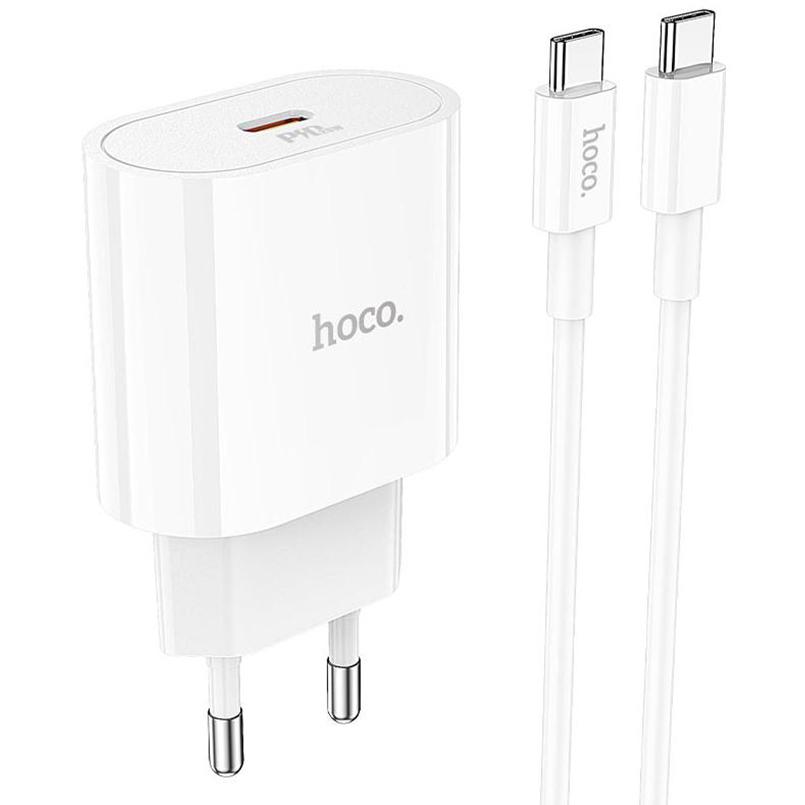 Зарядний пристрій мережевий Hoco C94A Metro 20W 1 Type-C/Кабель Type-C to Type-C Білий (37031 white)