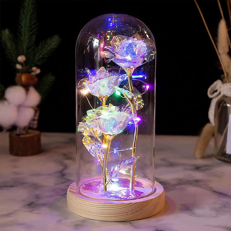 Розы-ночник в колбе Lesko KY-46456 с LED-подсветкой