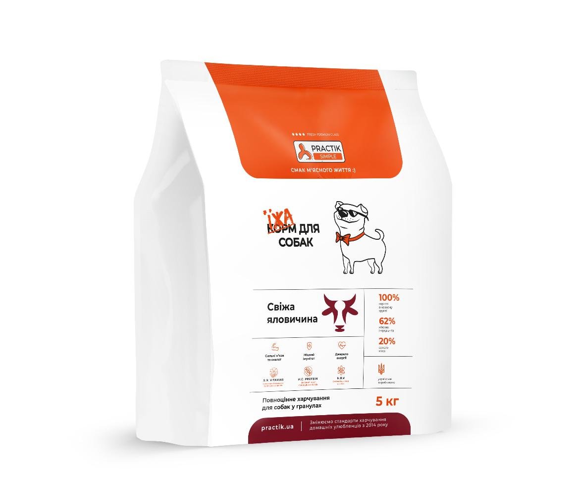 Корм для собак Practik Simple Суперпреміум з Свіжою Яловичиною 5 кг (5DBS201) Корм для собак Practik Simple Суперпреміум з Свіжою Яловичиною 5 кг (5DBS201)