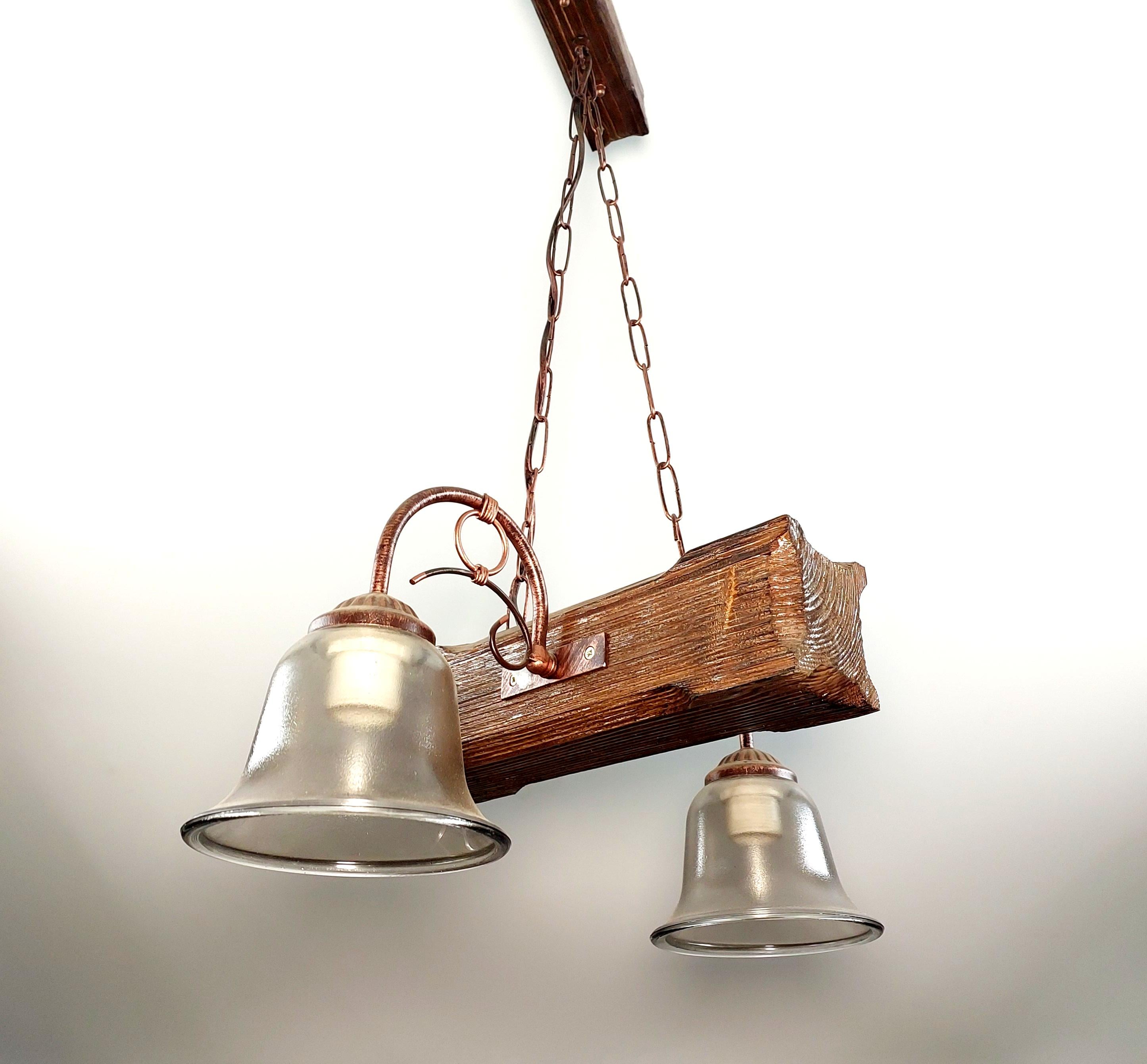 Люстра деревяная Балка/2 на 2 плафона Коричневый