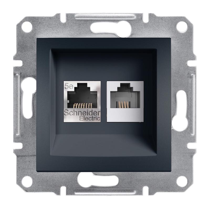Розетка компьютерная Schneider Electric Asfora RJ45 5E ABS Черный (EPH4900171)