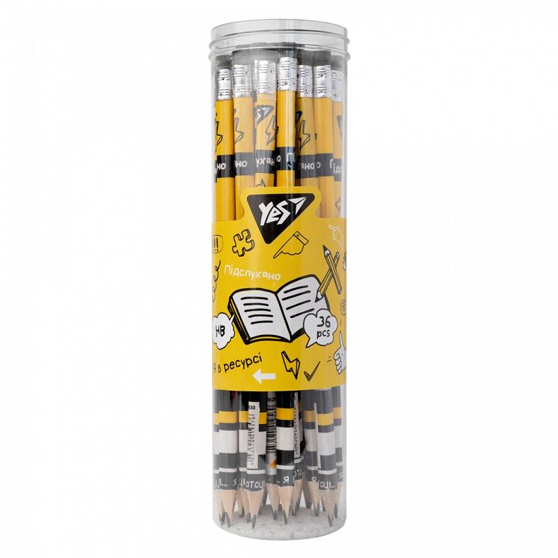 Карандаш чернографитный YES чернографитный "Не ускладнюй!" треугольный с резинкой НВ (280630) - фото 2
